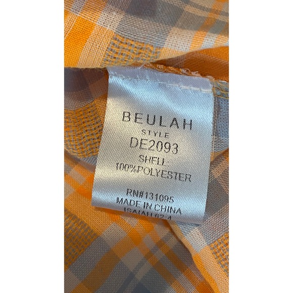 Beulah Style Orange Plaid Shirt Size One, Button up Women's Blouse One Size - Picture 8 of 16